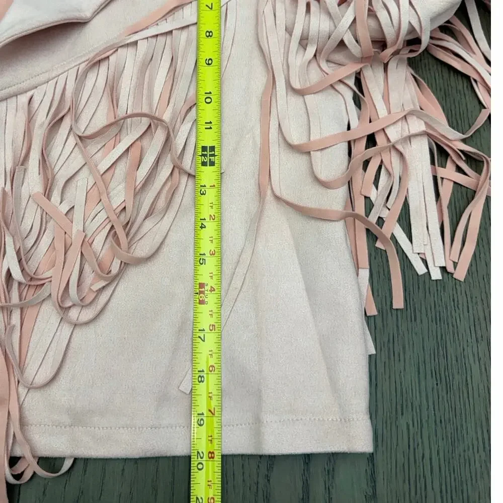NWOT Western Fringe Cropped Jacket XL Blush Pink - Picture 5 of 7